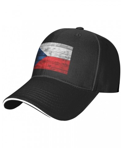 Czech Republic Flag Comfortable Sandwich Bill Cap Perfect for Leisure Black $12.24 Baseball Caps