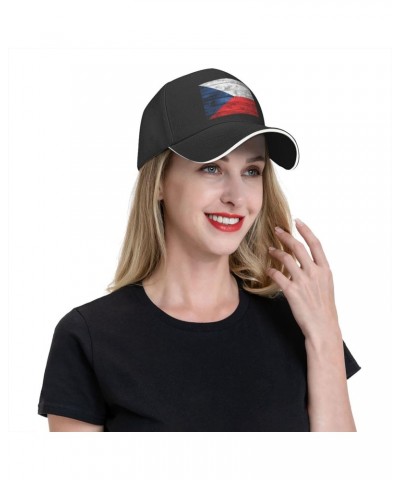 Czech Republic Flag Comfortable Sandwich Bill Cap Perfect for Leisure Black $12.24 Baseball Caps