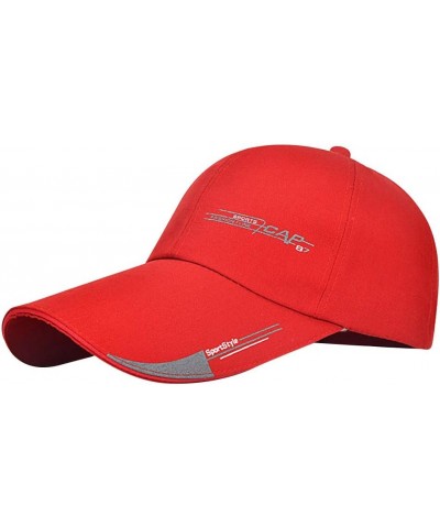 Visor Baseball Cap Buns Messy Hat Plain Trucker Ponytail Unisex Baseball Caps Baseball Cap with Long Visor Red $7.83 Baseball...