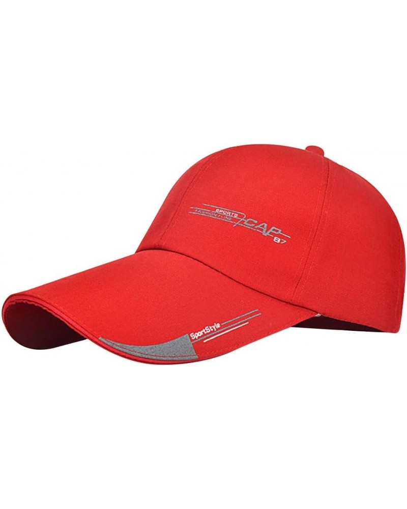 Visor Baseball Cap Buns Messy Hat Plain Trucker Ponytail Unisex Baseball Caps Baseball Cap with Long Visor Red $7.83 Baseball...