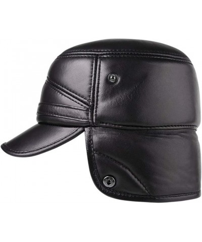 Winter Hats,Leather Baseball Flat Hat Winter Cotton Thicken Hat Outdoor Hat for The Elderly $29.14 Newsboy Caps