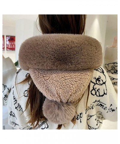 Women's Cycling Windproof Scarf Hat, 3 in 1 Winter Plush Beanie Hat, Siamese Windproof Plush Collar Hat Light Khaki $7.02 Sku...