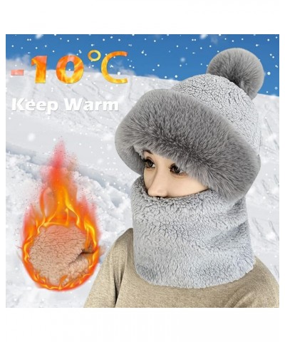 Women's Cycling Windproof Scarf Hat, 3 in 1 Winter Plush Beanie Hat, Siamese Windproof Plush Collar Hat Light Khaki $7.02 Sku...