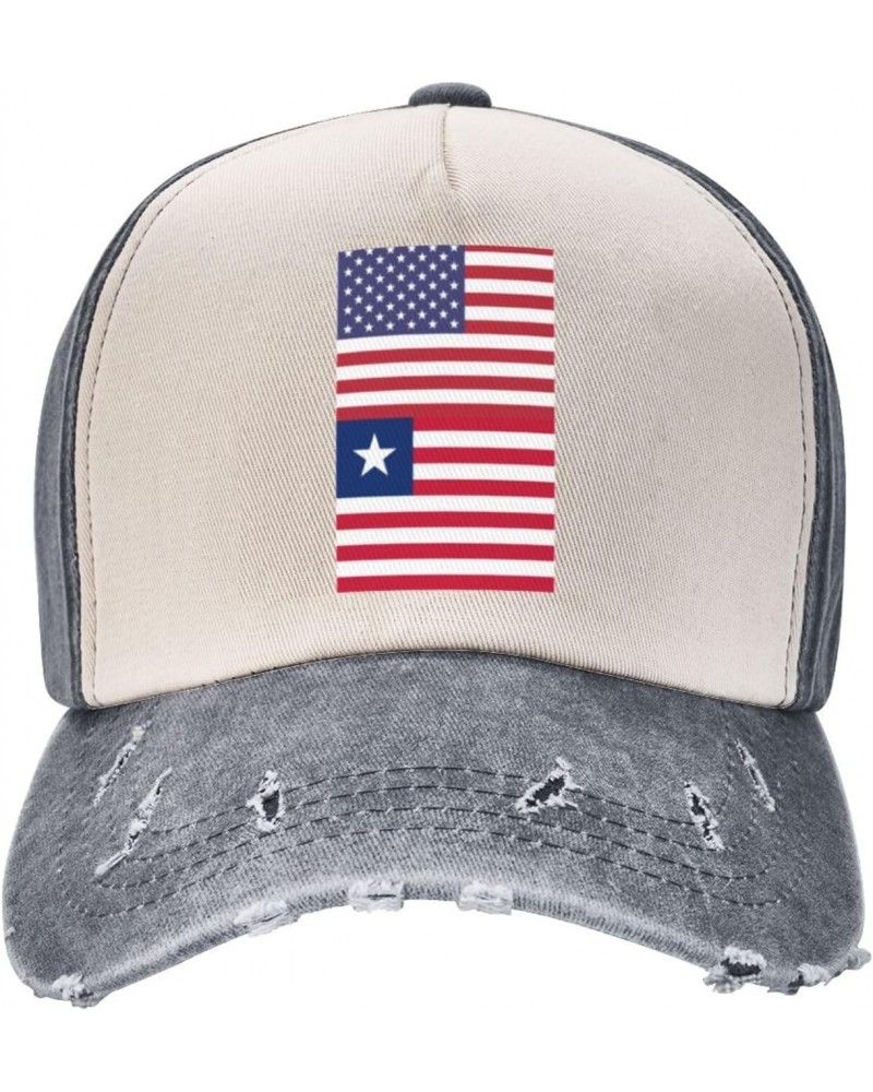 America Liberia Friendship Flag Upgrade Your Style with Funny Adjustable Cotton Baseball Caps for Men and Women Gray $17.79 B...