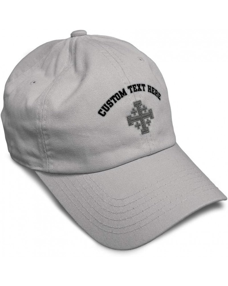 Soft Baseball Cap Jerusalem Cross Crusader A Christian Belief Cotton Symbol Dad Hats for Men & Women Light Grey Personalized ...