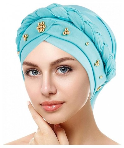 Baseball Cap Lighted Cap Beaded Turban Wrap Headscarf Baseball Caps Dad Hats Vintage Muslim Hat - Light Blue $13.77 Skullies ...