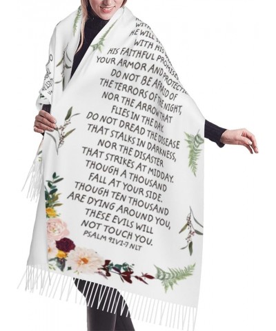 Psalm 23 Travel Scarf The Lord Is My Shepherd 23rd Psalm Floral Cashmere Pashmina Shawl Inspirational Bible Verse Scripture 6...