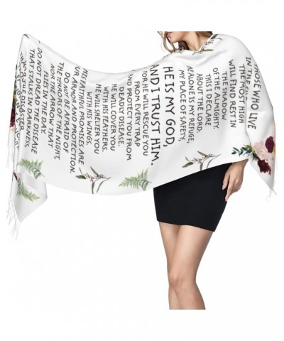 Psalm 23 Travel Scarf The Lord Is My Shepherd 23rd Psalm Floral Cashmere Pashmina Shawl Inspirational Bible Verse Scripture 6...