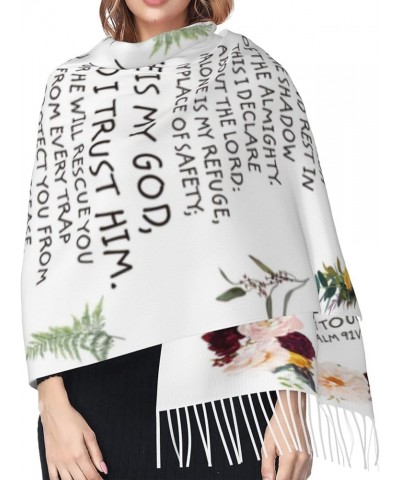 Psalm 23 Travel Scarf The Lord Is My Shepherd 23rd Psalm Floral Cashmere Pashmina Shawl Inspirational Bible Verse Scripture 6...