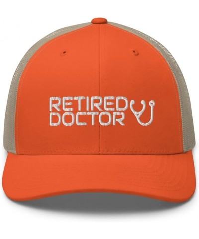 Retired Doctor Retirement Trucker Cap Mesh Hat Adjustable Rustic Orange/ Khaki $13.78 Baseball Caps