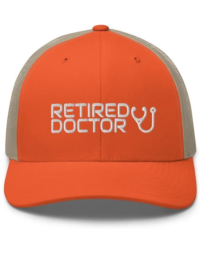 Retired Doctor Retirement Trucker Cap Mesh Hat Adjustable Rustic Orange/ Khaki $13.78 Baseball Caps