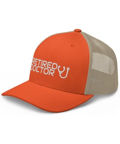 Retired Doctor Retirement Trucker Cap Mesh Hat Adjustable Rustic Orange/ Khaki $13.78 Baseball Caps