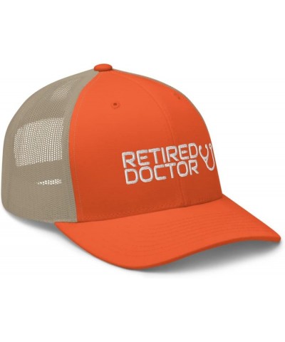 Retired Doctor Retirement Trucker Cap Mesh Hat Adjustable Rustic Orange/ Khaki $13.78 Baseball Caps