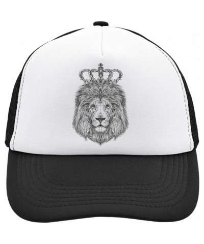 Fancy Lion with The Crown Mesh Back Trucker Cap Adjustable Snapback Hat Casu White, Black, osz $24.13 Baseball Caps