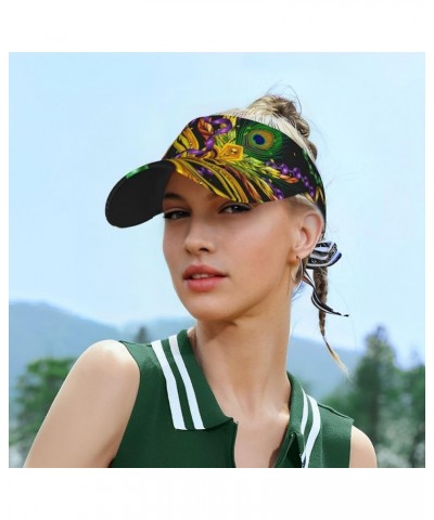 Sport Sun Visor Hat Women Men Adjustable Empty Top Beach Golf Baseball Uv Cap for Women and Men Mardi Gras Surface $9.53 Visors