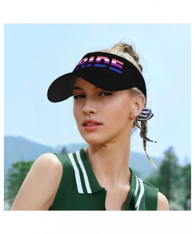 Genderfluid Pride Flag LGBTQ Unisex Sun Visor Cap - Ultimate UV Protection for Stylish Outdoor Fun! Black $11.46 Visors