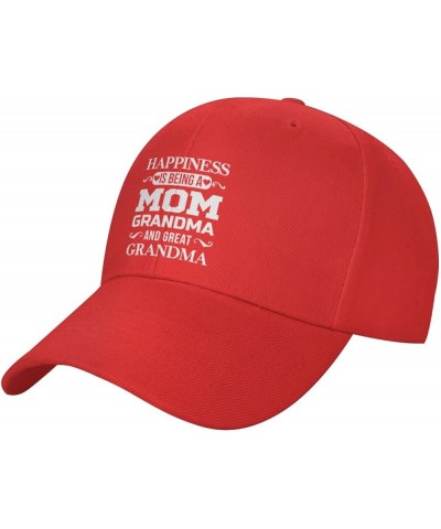 Happiness is Being a Grandma Peaked Hat Adjustable Solid Color Curved Peaked Cap Unisex Black Red $13.10 Newsboy Caps