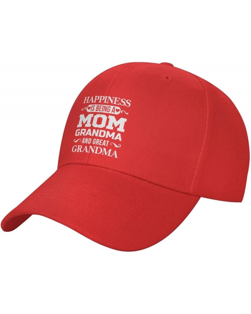 Happiness is Being a Grandma Peaked Hat Adjustable Solid Color Curved Peaked Cap Unisex Black Red $13.10 Newsboy Caps