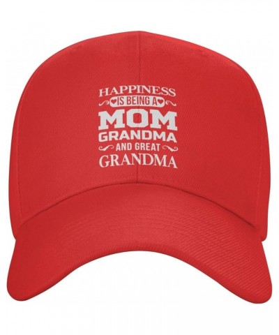 Happiness is Being a Grandma Peaked Hat Adjustable Solid Color Curved Peaked Cap Unisex Black Red $13.10 Newsboy Caps