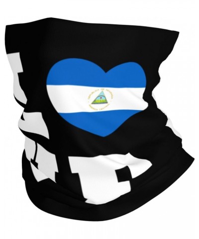 Love Nicaragua Flag Nicaraguan Heart Neck Gaiter Face Cover Scarf, Breathable Windproof Sun Protection Men Women Balaclava Ou...