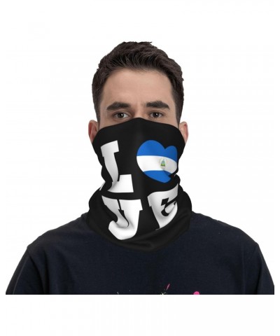 Love Nicaragua Flag Nicaraguan Heart Neck Gaiter Face Cover Scarf, Breathable Windproof Sun Protection Men Women Balaclava Ou...