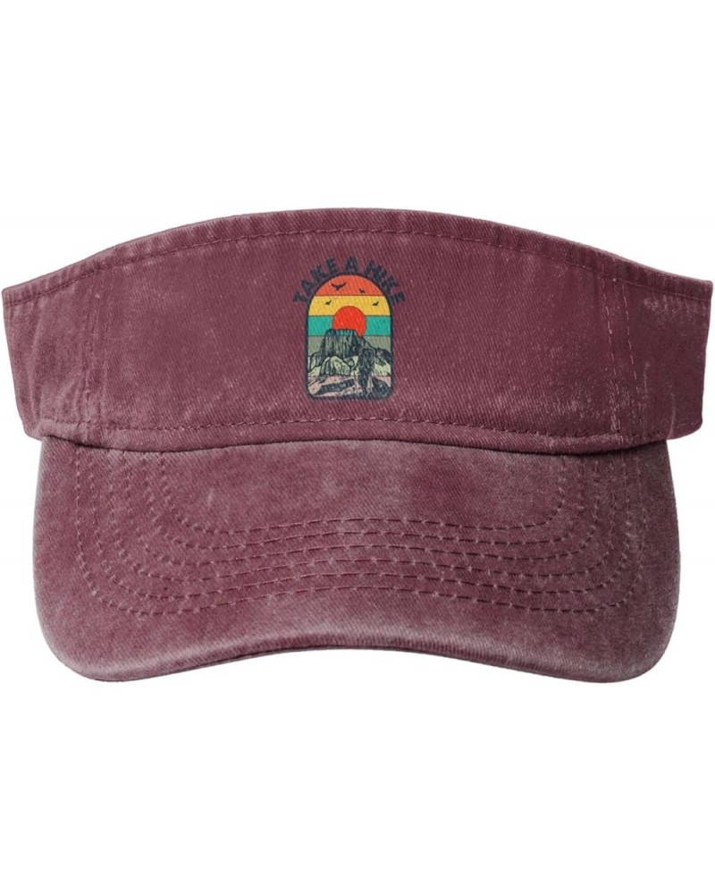 Take a Hike Sun Visor Hats for Women Men Sun Hat Vintage Golf Hat Adjustable Baseball Cap Red $14.86 Visors