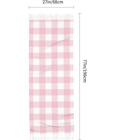 Women's Fashion Cashmere Feel with Tassel Large scarf warm party shawl Wraps Girly Pastel Pink Gingham Plaid $11.40 Scarves