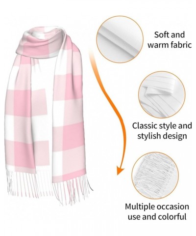 Women's Fashion Cashmere Feel with Tassel Large scarf warm party shawl Wraps Girly Pastel Pink Gingham Plaid $11.40 Scarves