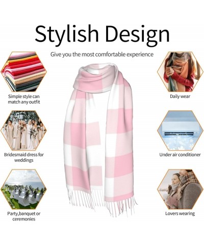 Women's Fashion Cashmere Feel with Tassel Large scarf warm party shawl Wraps Girly Pastel Pink Gingham Plaid $11.40 Scarves