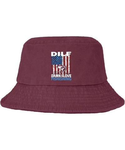 DILF Damn I Love Fishing Bucket Hat Bucket Hat Funny Womens Hat for Swimming Pool Accessories for Hiking Deep Rose $9.88 Buck...