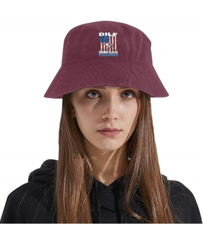 DILF Damn I Love Fishing Bucket Hat Bucket Hat Funny Womens Hat for Swimming Pool Accessories for Hiking Deep Rose $9.88 Buck...