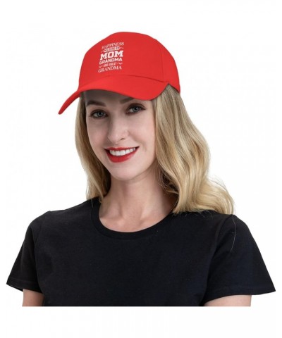 Happiness is Being a Grandma Peaked Hat Adjustable Solid Color Curved Peaked Cap Unisex Black Red $13.10 Newsboy Caps