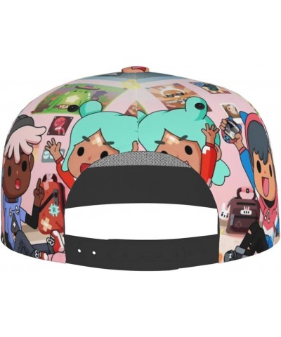 Toca Anime Boca Baseball Cap Hat Flat Brim Bill Baseball Cap Adjustable Snapback Hat Hip Hop Cap Dad Hat for Men Women Black ...