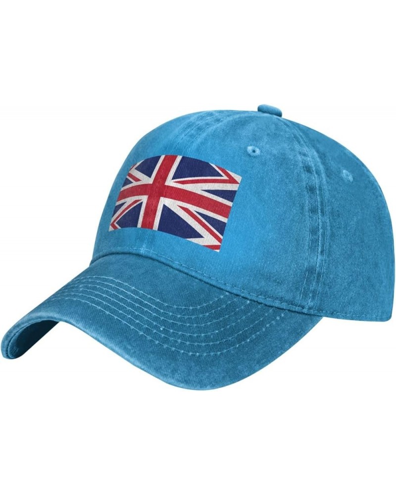 British Flag Baseball Cap Adjustable Twill Bulk with Ponytail Hole Washed Dad Hat for Men Women Blue $14.66 Baseball Caps