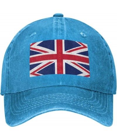 British Flag Baseball Cap Adjustable Twill Bulk with Ponytail Hole Washed Dad Hat for Men Women Blue $14.66 Baseball Caps