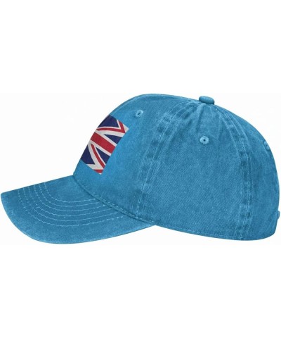 British Flag Baseball Cap Adjustable Twill Bulk with Ponytail Hole Washed Dad Hat for Men Women Blue $14.66 Baseball Caps