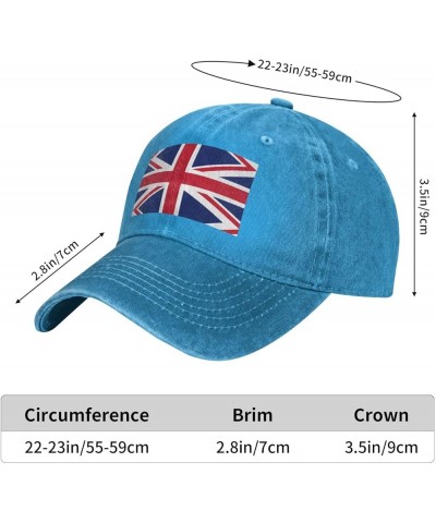 British Flag Baseball Cap Adjustable Twill Bulk with Ponytail Hole Washed Dad Hat for Men Women Blue $14.66 Baseball Caps