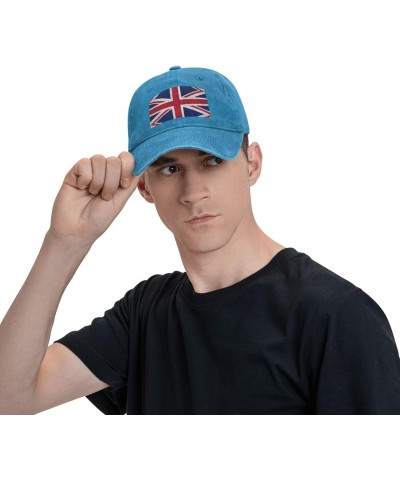 British Flag Baseball Cap Adjustable Twill Bulk with Ponytail Hole Washed Dad Hat for Men Women Blue $14.66 Baseball Caps