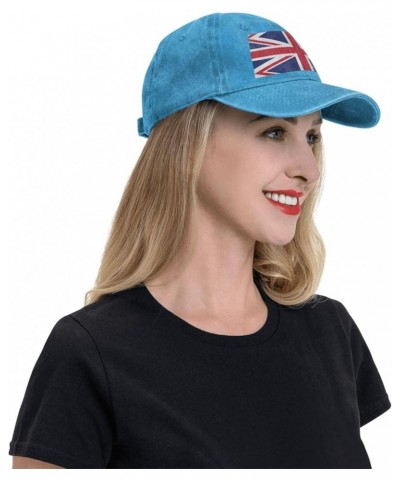 British Flag Baseball Cap Adjustable Twill Bulk with Ponytail Hole Washed Dad Hat for Men Women Blue $14.66 Baseball Caps