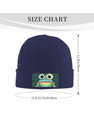 Beanie for Women Men Warm Big Eyed Frog Winter Hats for Women Thick Knit Beanies for Winter Cuffed Cap Navy Blue $11.29 Skull...