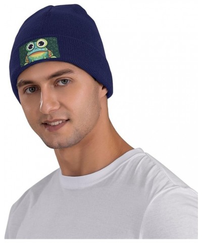 Beanie for Women Men Warm Big Eyed Frog Winter Hats for Women Thick Knit Beanies for Winter Cuffed Cap Navy Blue $11.29 Skull...