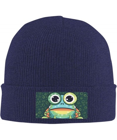 Beanie for Women Men Warm Big Eyed Frog Winter Hats for Women Thick Knit Beanies for Winter Cuffed Cap Navy Blue $11.29 Skull...