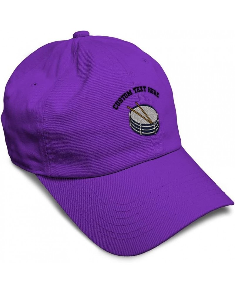 Soft Baseball Cap Snare Drum Embroidery General Music Snare Drum Twill Cotton Dad Hats for Men & Women Purple Personalized Te...