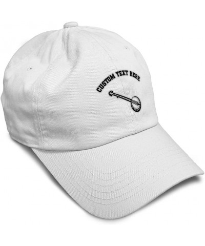 Soft Baseball Cap Music Instrument Banjo Embroidery General Music Twill Cotton Dad Hats for Men & Women White Personalized Te...