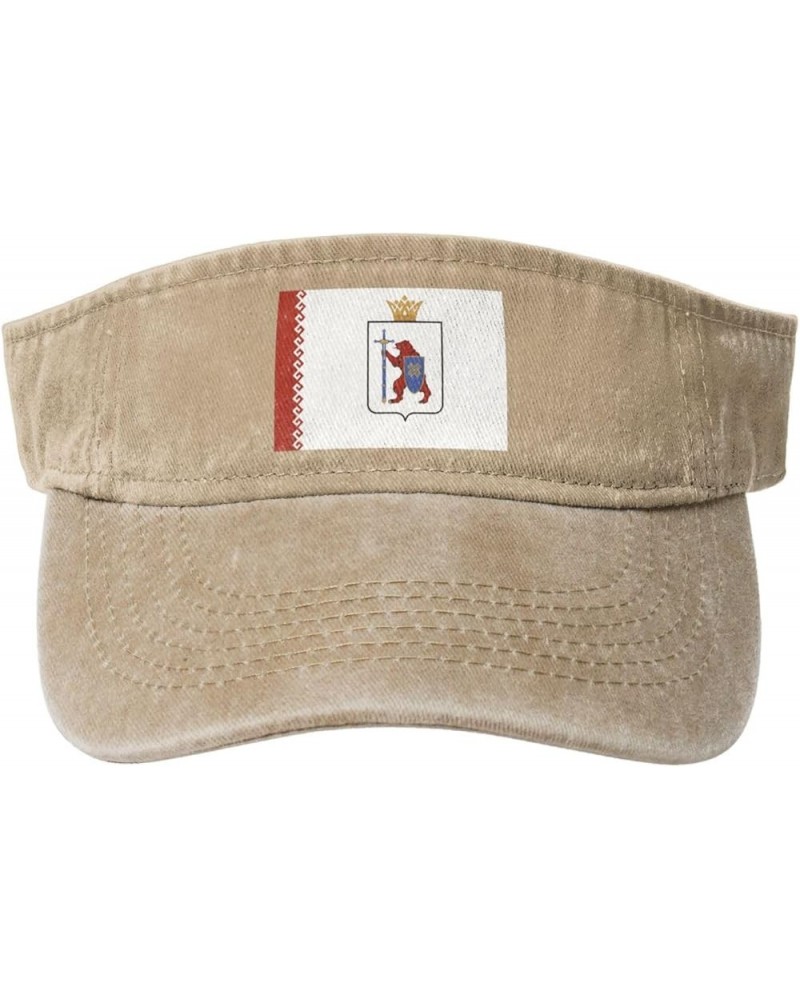 Flag of Mari El Sun Visor Hats for Women Men Sun Hat Vintage Golf Hat Adjustable Baseball Cap Natural $12.13 Visors