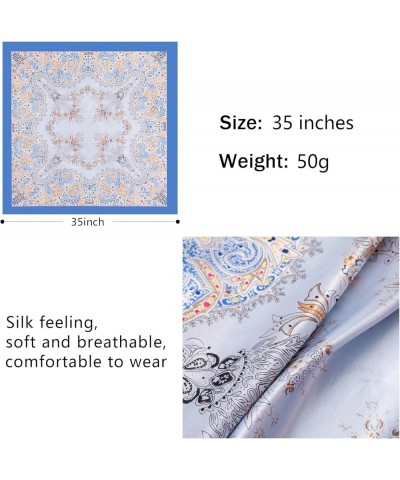 4PCS Head Scarf for Women 35" Head Scarves Silk Like Satin Neck Scarfs Square Bandana Hair Wraps Scarf for Sleeping Blue, Bla...