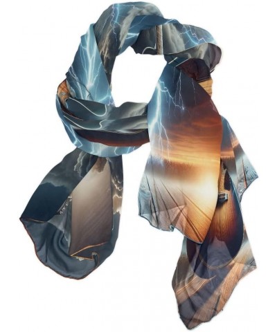 Guitar with Thunder Cloud Music Chiffon Silk Long Scarf Shawl Wrap $13.56 Scarves