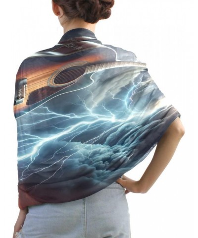 Guitar with Thunder Cloud Music Chiffon Silk Long Scarf Shawl Wrap $13.56 Scarves