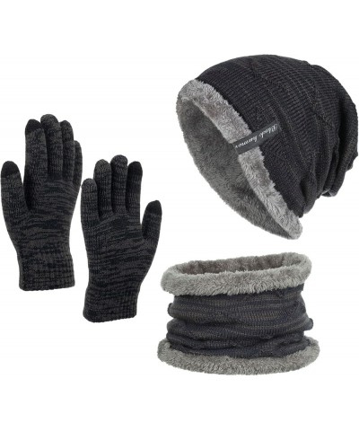 Winter Beanie Hats Scarf Gloves Set Neck Warmer Scarf and Touch Screen Gloves Set Fleece Skull Cap for Men Women B-navy $11.7...