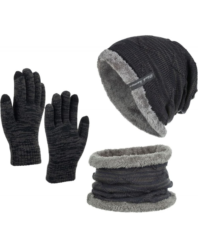 Winter Beanie Hats Scarf Gloves Set Neck Warmer Scarf and Touch Screen Gloves Set Fleece Skull Cap for Men Women B-navy $11.7...